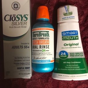 THERABREATH,SMARTMOUTH, CLOSYS MOUTHWASH/MOUTH RINSE/3 BOTTLES/16 OUNCE